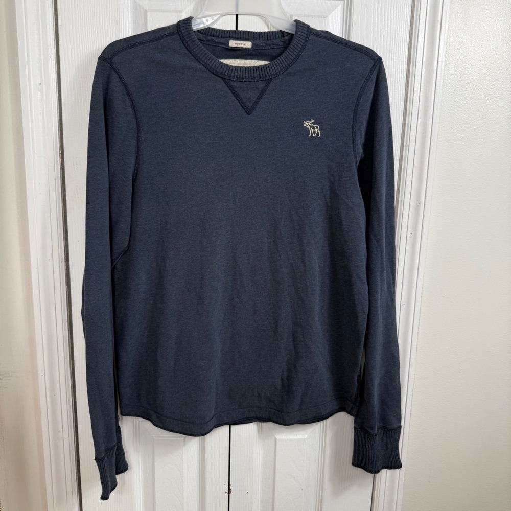 Vintage Abercrombie Fitch Sweatshirt Mens XL Muscle Fit Moose Logo Y2K Navy